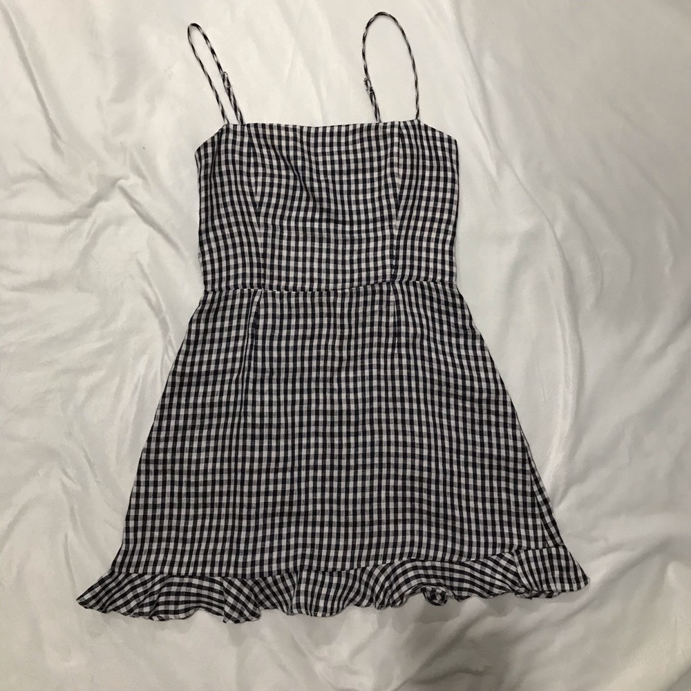 Reformation Black and White Gingham Mini Dress - Picture 4 of 8